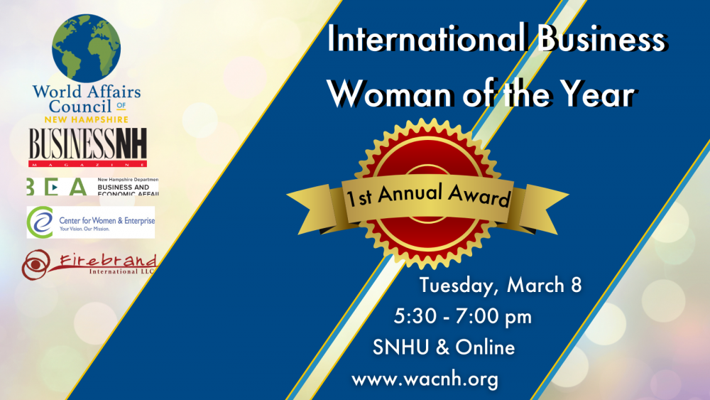 Ad for International Business WOman fo the Year award event